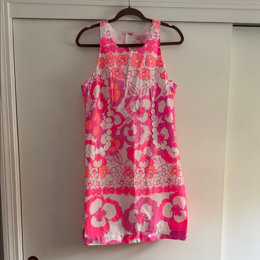 Rare Lilly Pulitzer Floral Pink and White Sleeveless Dress